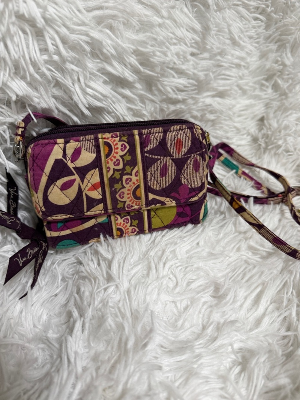 Vera Bradley Purple Multicolor Quilted Crossbody Wallet